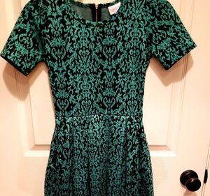 LULAROE green and navy Amelia size XXS
